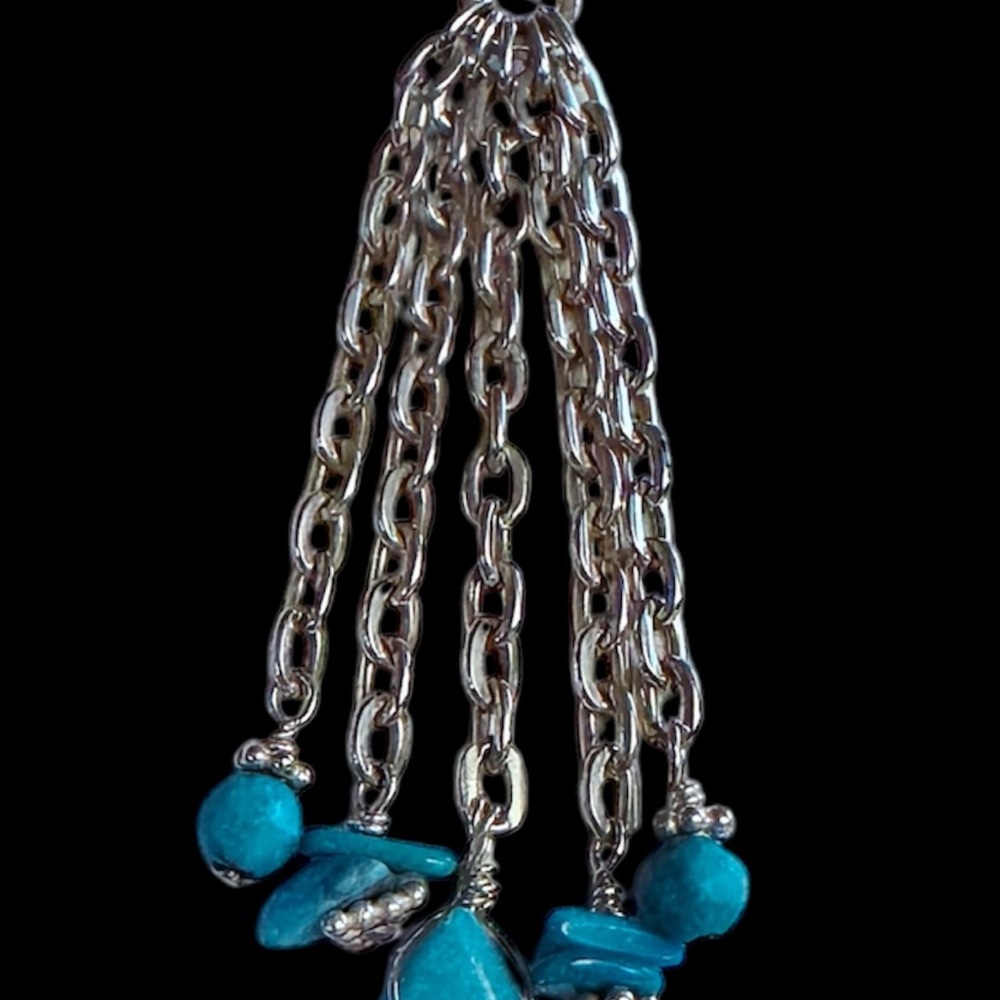 Silver and Turquoise Pendant Necklace - Picture 6 of 8